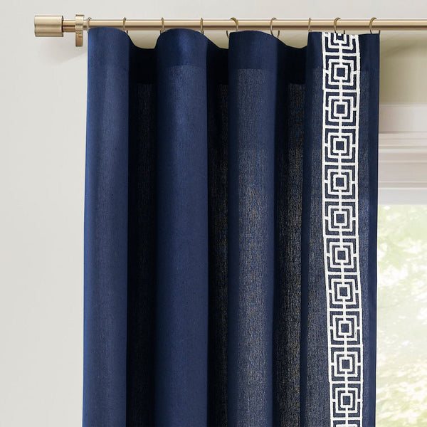 Lush Décor Luxury Modern Square Embroidery Border Window Curtain Panel