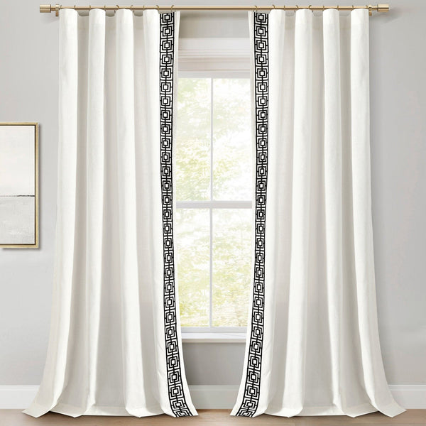 lush décor Luxury Modern Square Embroidery Border Window Curtain Panel