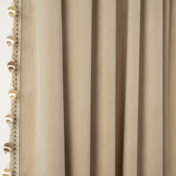 Lush Décor Luxury Vintage Velvet With Silky Pompom Trim Window Curtain Panel