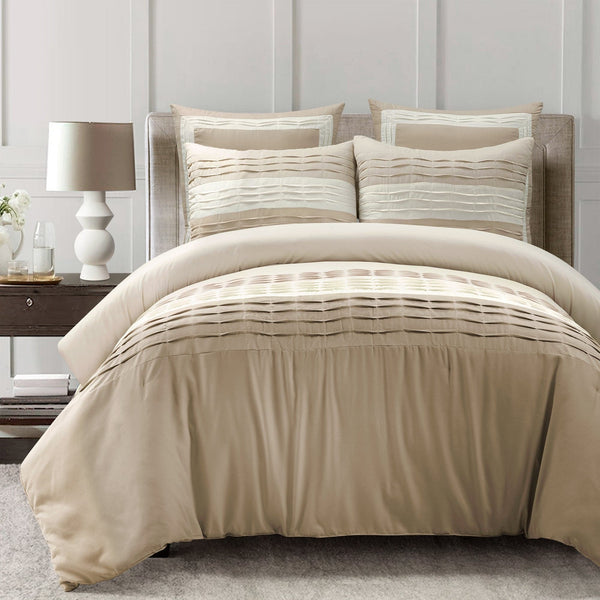 Lush Décor Mia Pleated Color Block Comforter 5 Piece Set