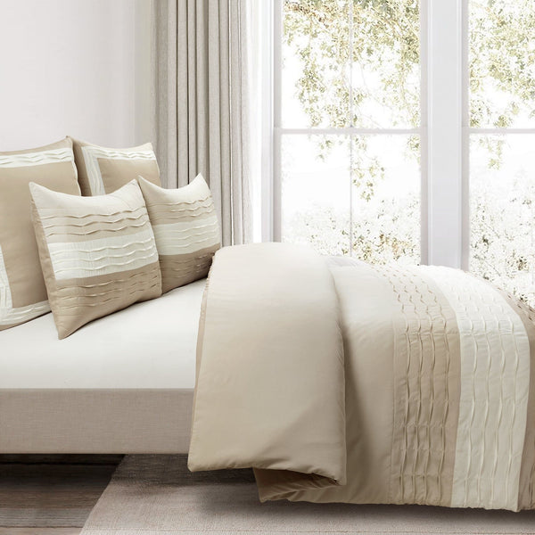 lush décor Mia Pleated Color Block Comforter 5 Piece Set