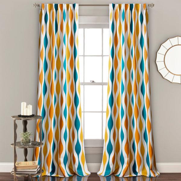 Lush Décor Mid Century Geo Light Filtering Window Curtain Panel Set