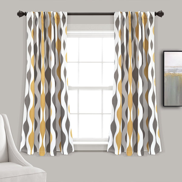 Lush Décor Mid Century Geo Light Filtering Window Curtain Panel Set