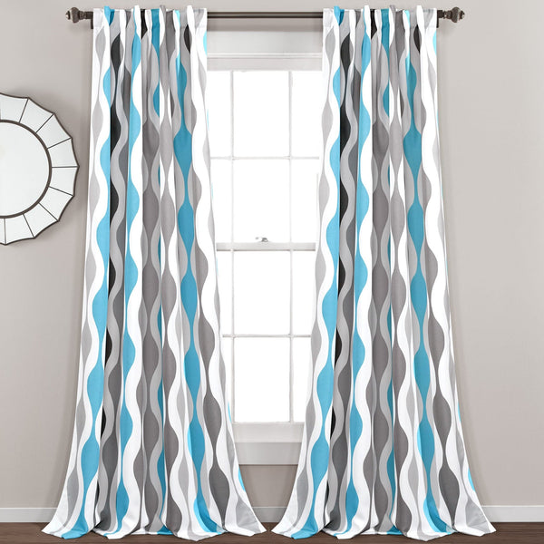 Lush Décor Mid Century Geo Light Filtering Window Curtain Panel Set