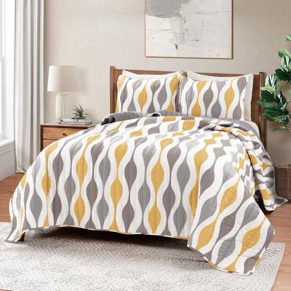 Lush Décor Mid Century Geo Reversible Quilt 3 Piece Set
