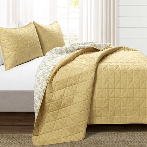 Lush Décor Mid Century Modern Geo Reversible Quilt 3 Piece Set