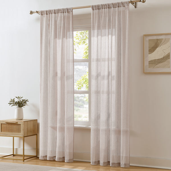 Lush Décor Milla Knitted Textured Sheer Window Curtain Panel Pair
