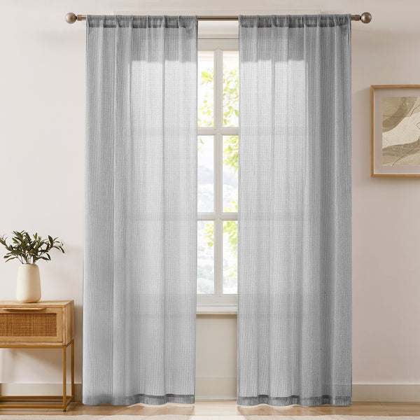 lush décor Milla Knitted Textured Sheer Window Curtain Panel Pair