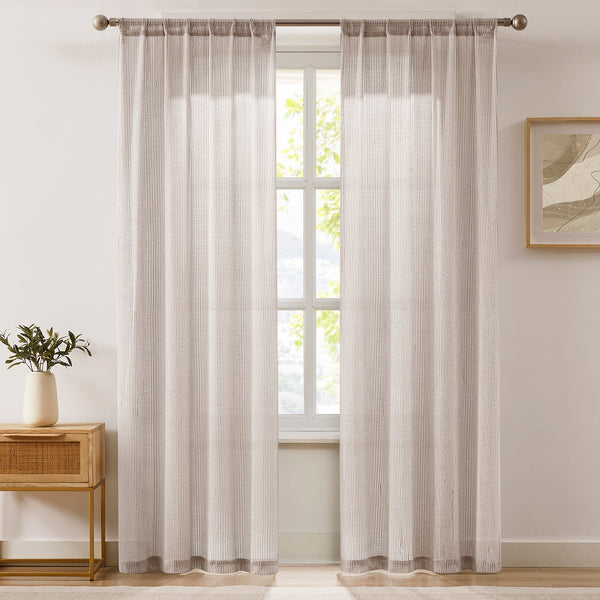 Lush Décor Milla Knitted Textured Sheer Window Curtain Panel Pair