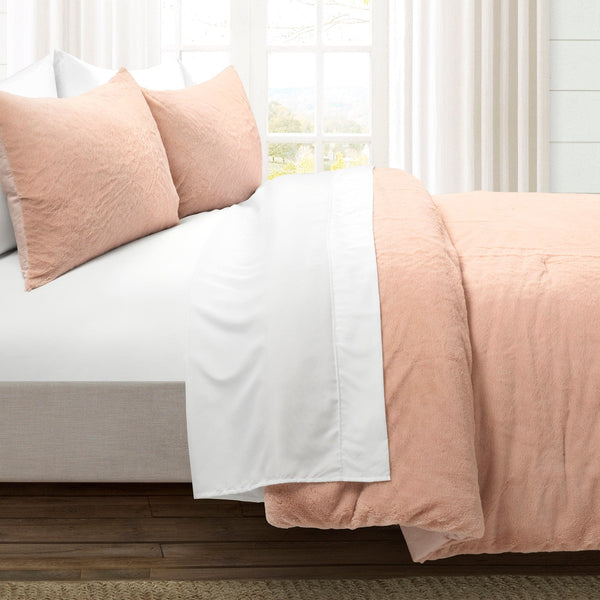 Lush Décor Modern Solid Ultra Soft Faux Fur Comforter Bed In A Bag