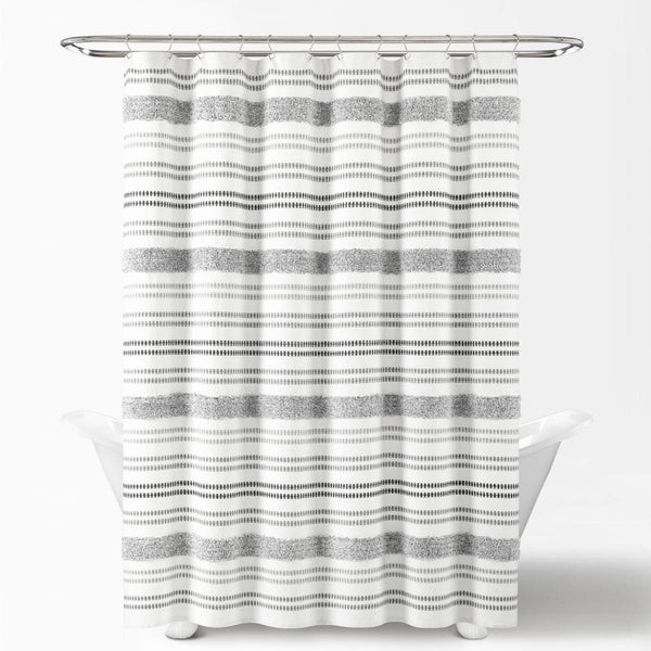 Lush Décor Modern Tufted Stripe Yarn Dyed Recycled Cotton Blend Shower Curtain
