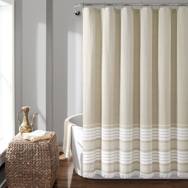 Lush Décor Nantucket Yarn Dyed Tassel Fringe Shower Curtain