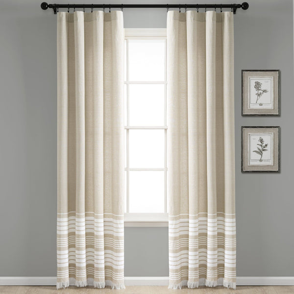 Lush Décor Nantucket Yarn Dyed Tassel Fringe Window Curtain Panel Set