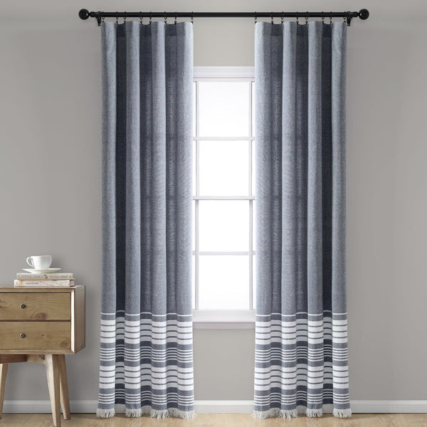 lush décor Nantucket Yarn Dyed Tassel Fringe Window Curtain Panel Set