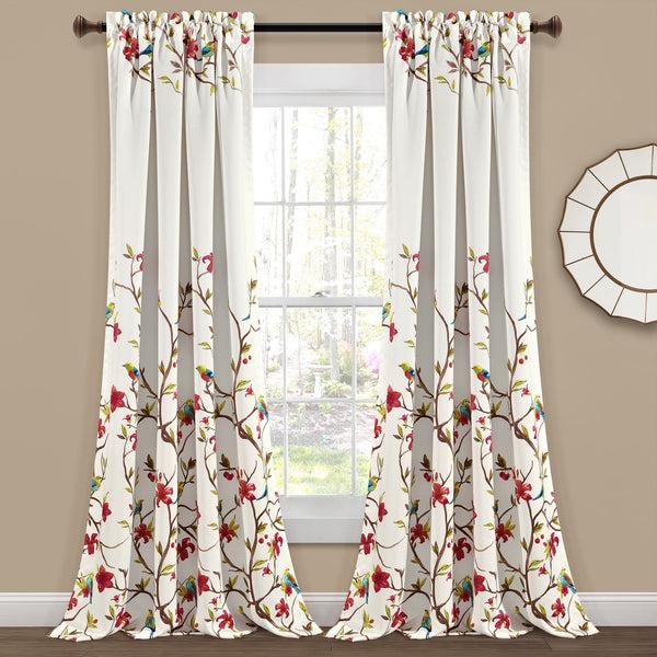 lush décor Neela Birds Light Filtering Window Curtain Panel Set