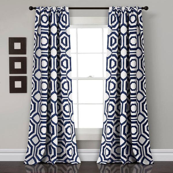 lush décor Octagon Blocks Light Filtering Window Curtain Panel Set