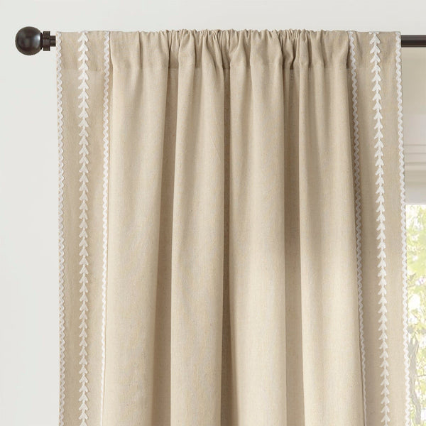 Lush Décor Olivia Ric Rac Embroidery Border Window Curtain Panel
