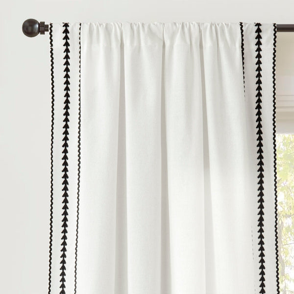 Lush Décor Olivia Ric Rac Embroidery Border Window Curtain Panel