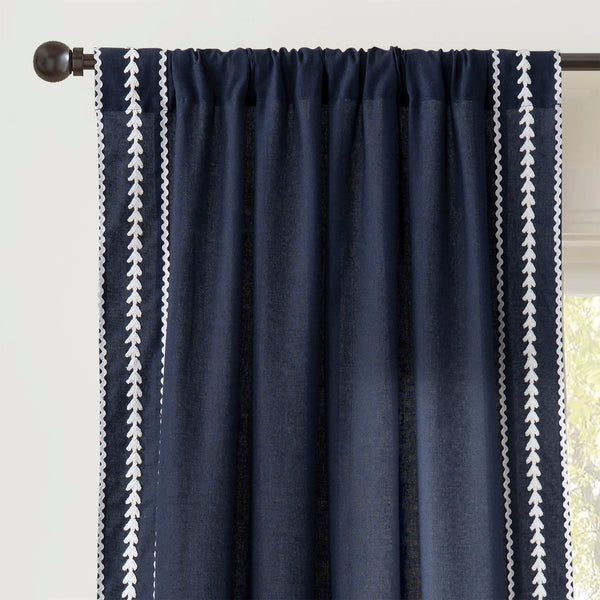 Lush Décor Olivia Ric Rac Embroidery Border Window Curtain Panel