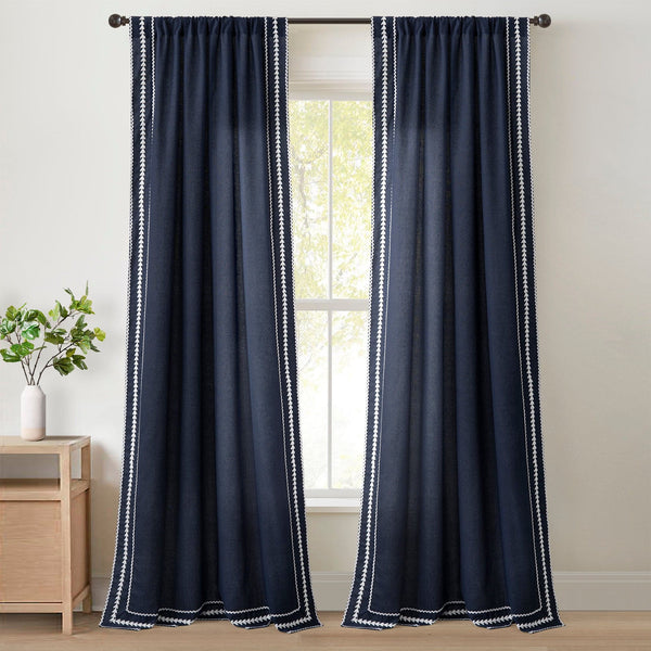 lush décor Olivia Ric Rac Embroidery Border Window Curtain Panel