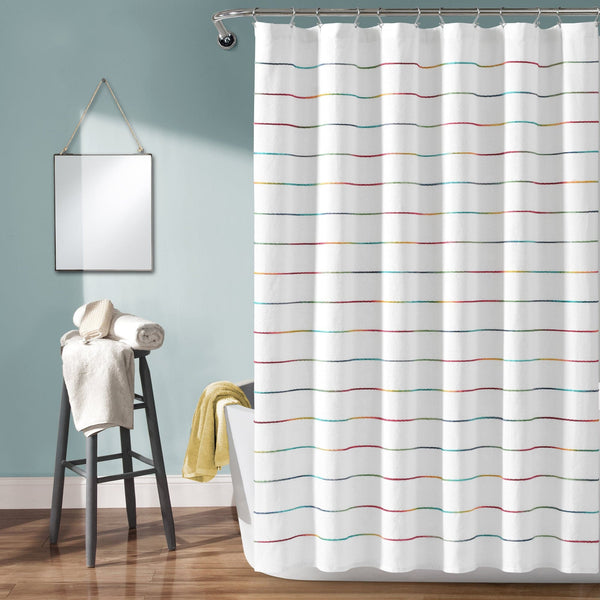 Lush Décor Ombre Stripe Yarn Dyed Recycled Cotton Blend Shower Curtain