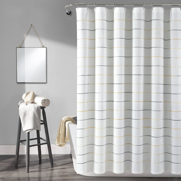lush décor Ombre Stripe Yarn Dyed Recycled Cotton Blend Shower Curtain