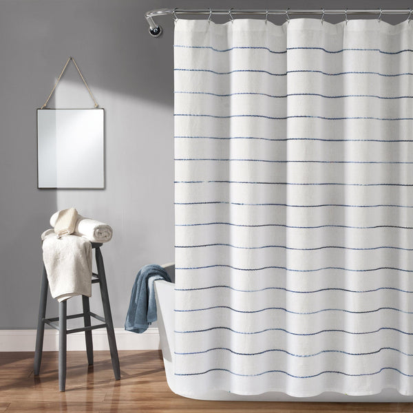 Lush Décor Ombre Stripe Yarn Dyed Recycled Cotton Blend Shower Curtain
