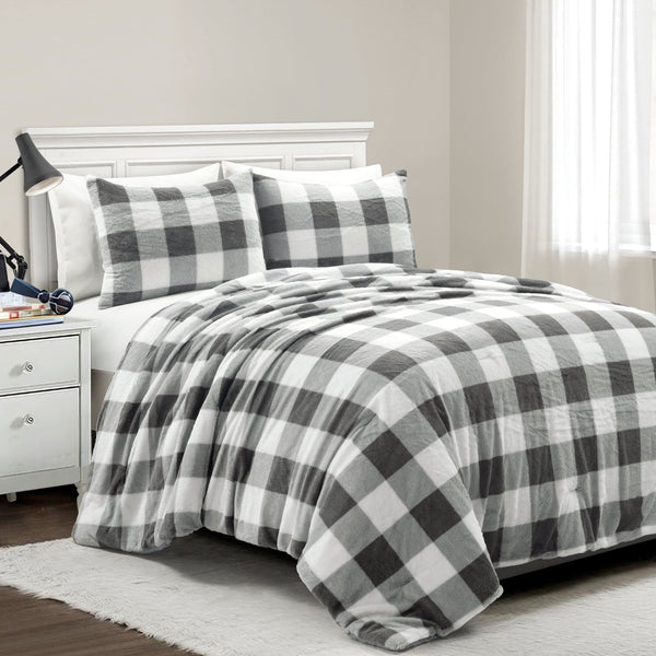 lush décor Plaid Ultra Soft Faux Fur All Season Comforter Set