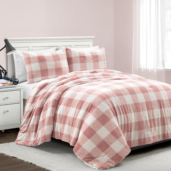 Lush Décor Plaid Ultra Soft Faux Fur All Season Comforter Set