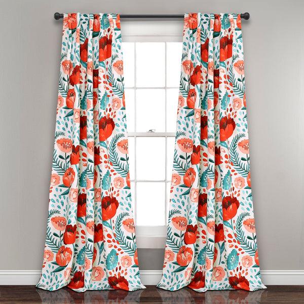 lush décor Poppy Garden Light Filtering Window Curtain Panel Set