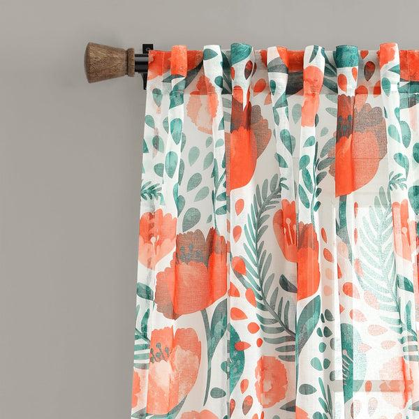 Lush Décor Poppy Garden Sheer Window Curtain Panel Set