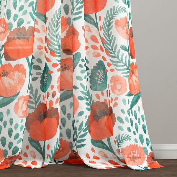 Lush Décor Poppy Garden Sheer Window Curtain Panel Set