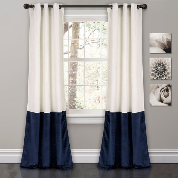 Lush Décor Prima Velvet Color Block Room Darkening Window Curtain Panel Set