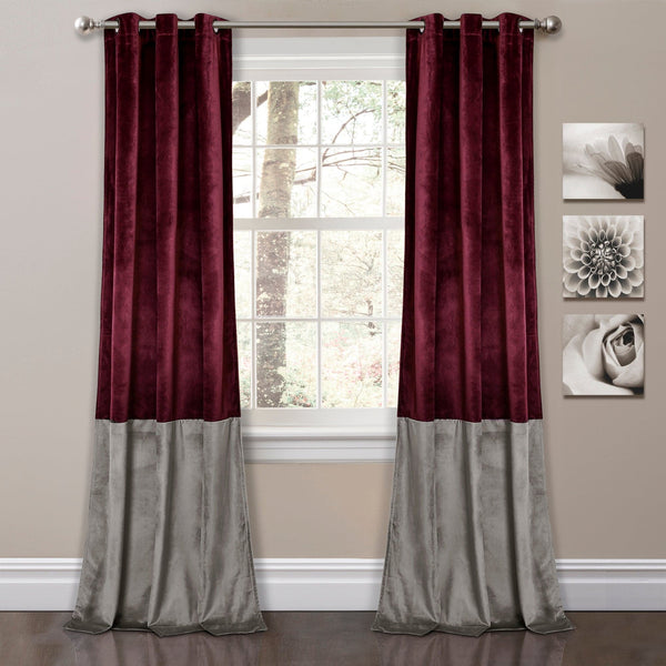 Lush Décor Prima Velvet Color Block Room Darkening Window Curtain Panel Set