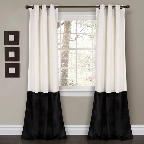 lush décor Prima Velvet Color Block Room Darkening Window Curtain Panel Set
