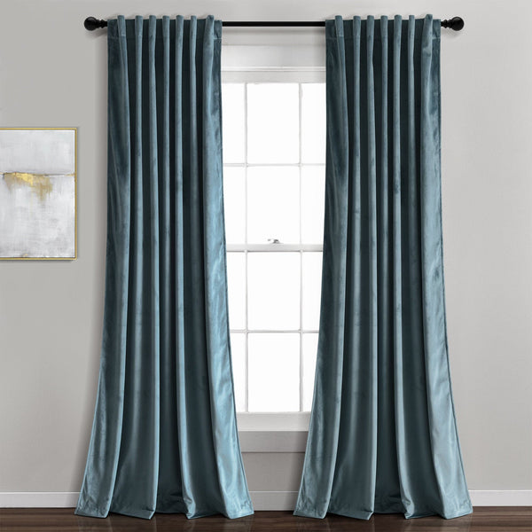 lush décor Prima Velvet Solid Back Tab Rod Pocket Light Filtering Window Curtain Panel Set
