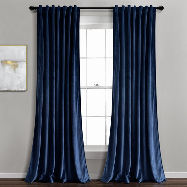 Lush Décor Prima Velvet Solid Back Tab Rod Pocket Light Filtering Window Curtain Panel Set