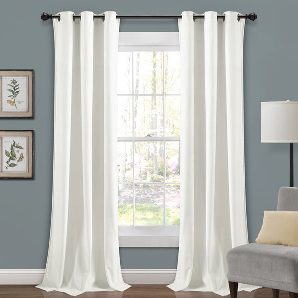 Lush Décor Prima Velvet Solid Grommet Light Filtering Window Curtain Panel Set