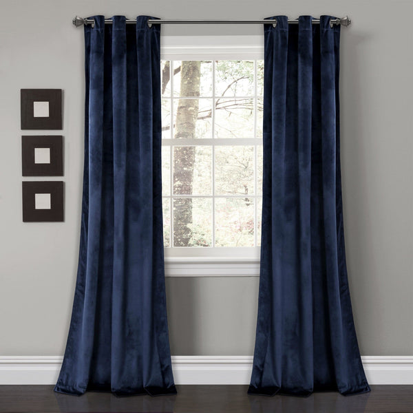Lush Décor Prima Velvet Solid Grommet Light Filtering Window Curtain Panel Set