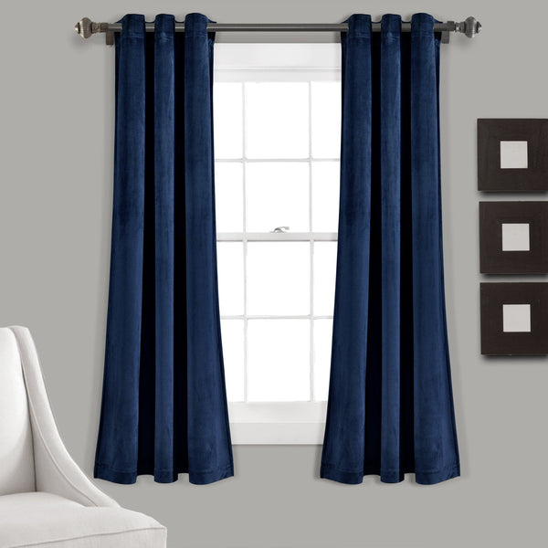 Lush Décor Prima Velvet Solid Grommet Light Filtering Window Curtain Panel Set