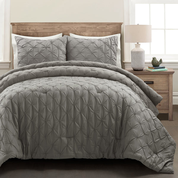 Lush Décor Ravello Pintuck Cotton Comforter 3 Piece Set
