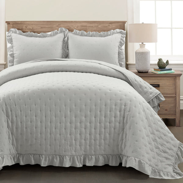 Lush Décor Reyna Ruffle Reversible Oversized 3 Piece Quilt Set
