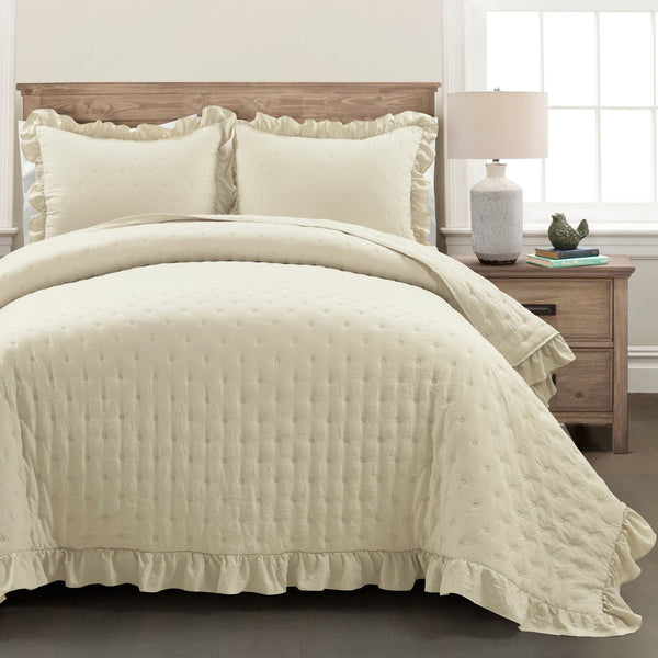 Lush Décor Reyna Ruffle Reversible Oversized 3 Piece Quilt Set