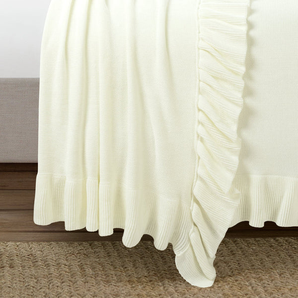 Lush Décor Reyna Soft Knitted Ruffle Blanket/Coverlet