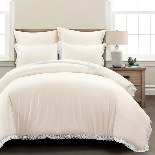 Lush Décor Rosalie Cottagecore Lace Trim 5 Piece Comforter Set