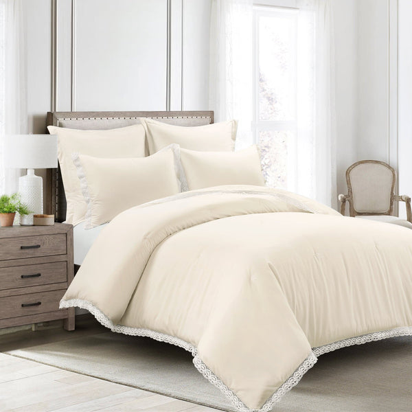 lush décor Rosalie Cottagecore Lace Trim 5 Piece Comforter Set
