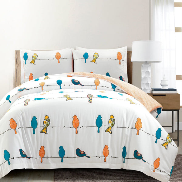 lush décor Rowley Birds Cotton Duvet Cover 3 Piece Set