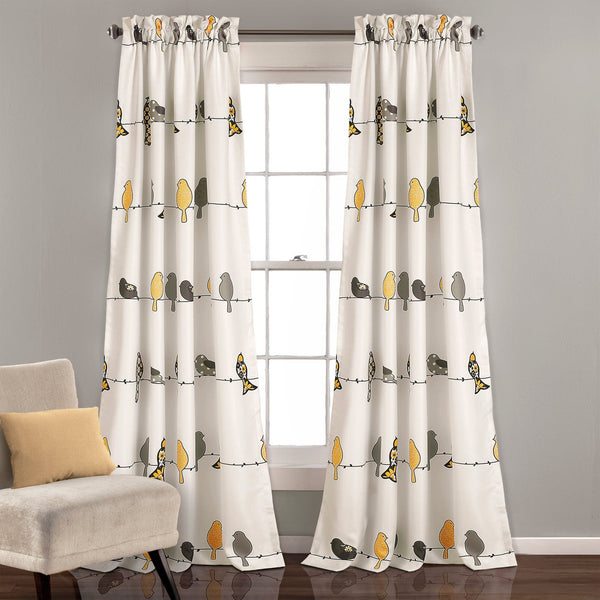 Lush Décor Rowley Birds Light Filtering Window Curtain Set