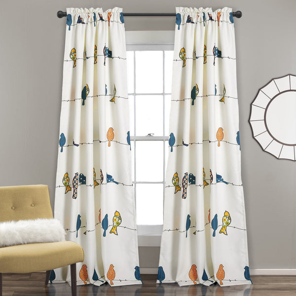 lush décor Rowley Birds Light Filtering Window Curtain Set