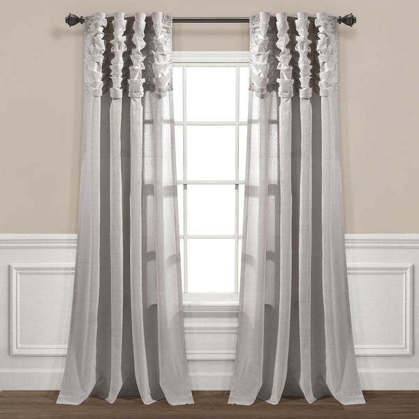 Lush Décor Ruched Waterfall Faux Linen Window Curtain Panel